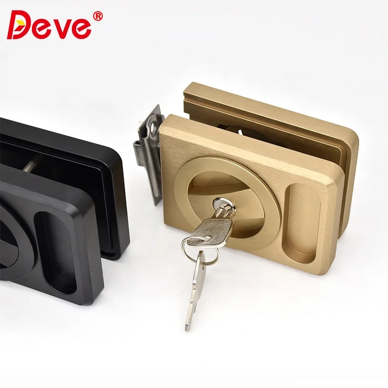 High Quality Aluminum Profile Shining Gold Lever Narrow Framed Sliding Glass Door Lock