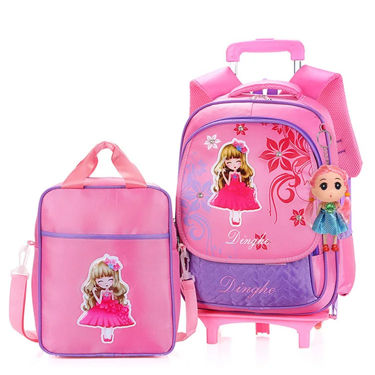 Kids Girl Outdoor Smart Trolley School Bag With Wheels Of Latest Designs For Girls