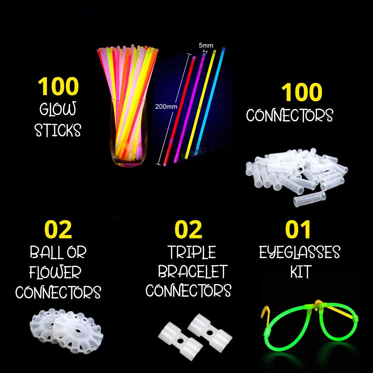 Play Party 100 500 Bulk Bracelets Ultra Bright Glow In The Dark Sticks Supplies
