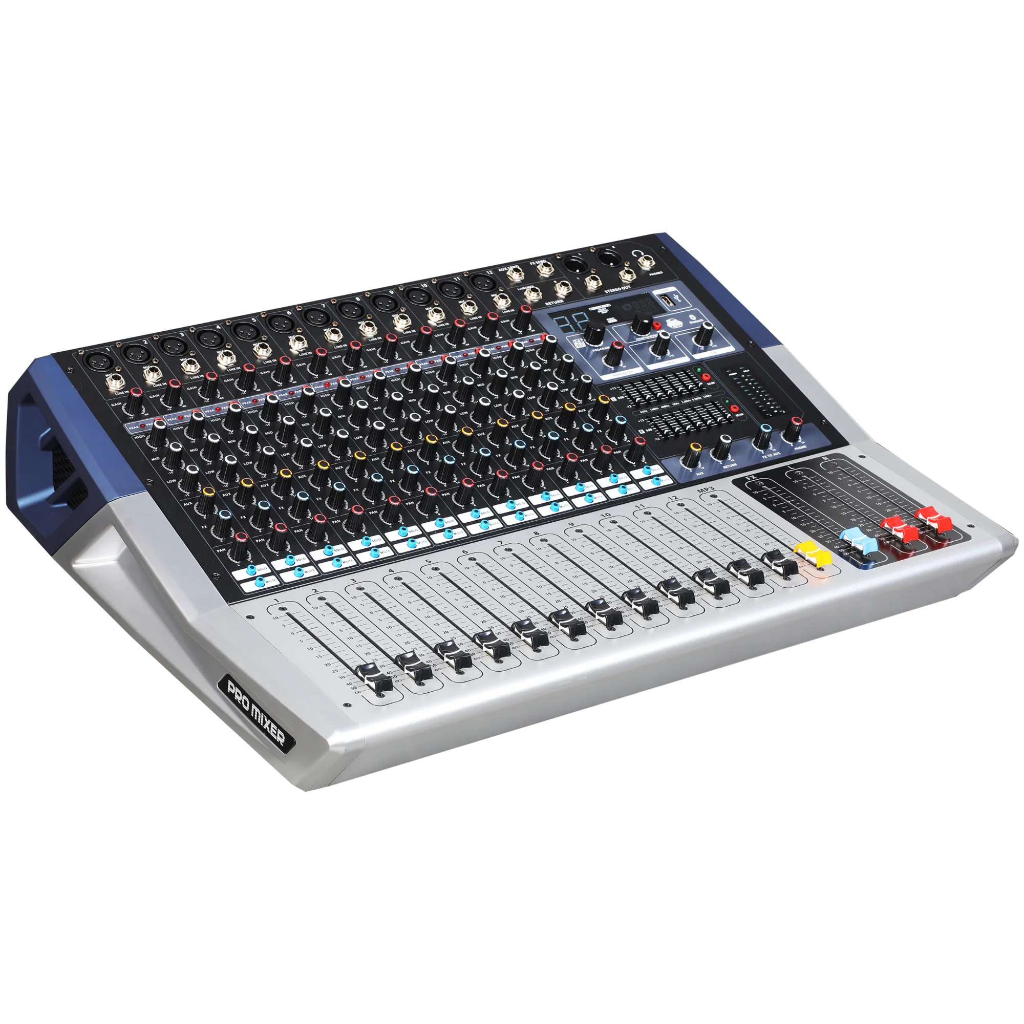 Live sound mixer AKS KV120 Digital Mixer Audio Mixer with Bluetooth and 12 Channel for Recording Studio