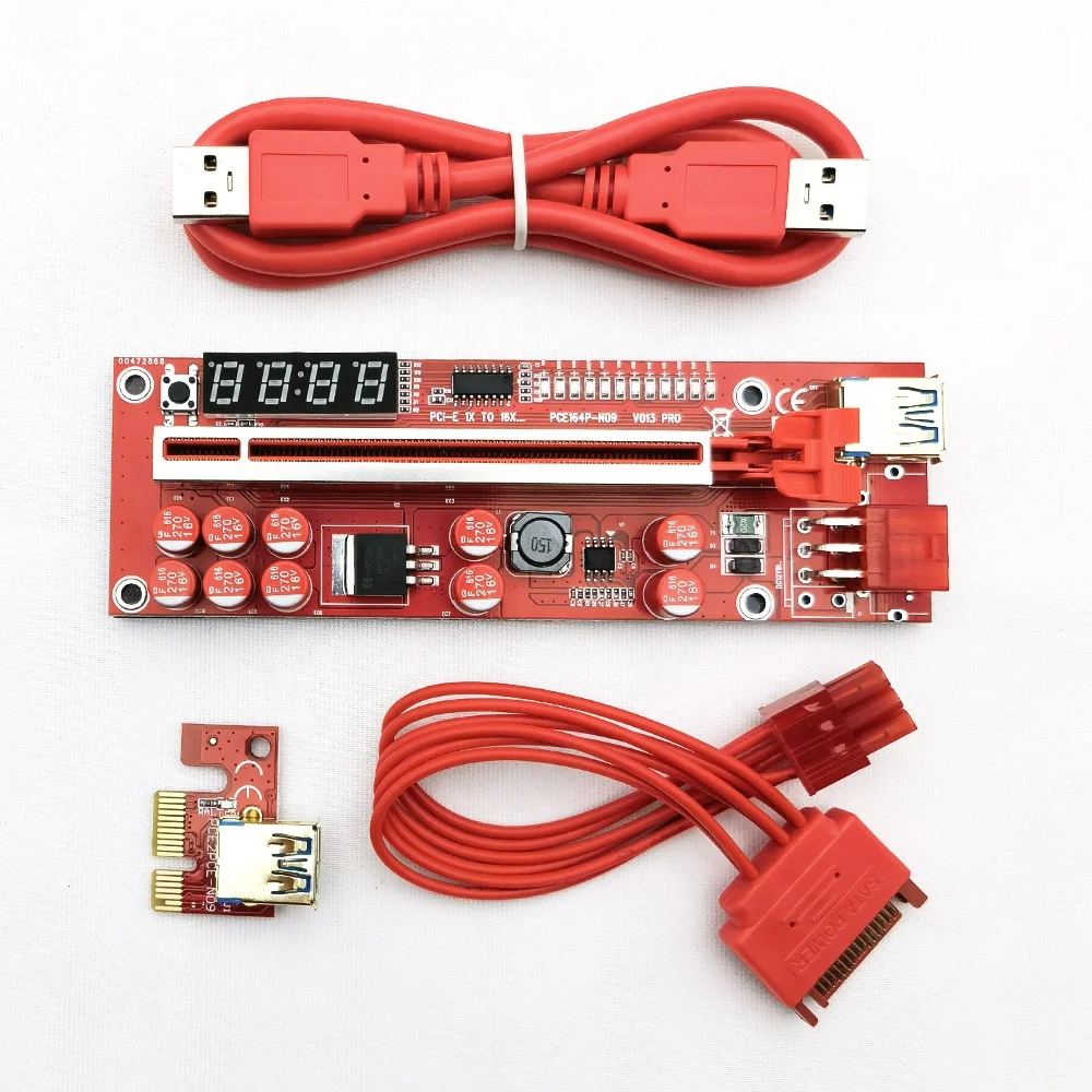 V013 PRO Красный PCI-E PCIE Riser лучше чем VER 009S 009C 010X 010S 011 012 013 PRO PLUS дисплей с температурой