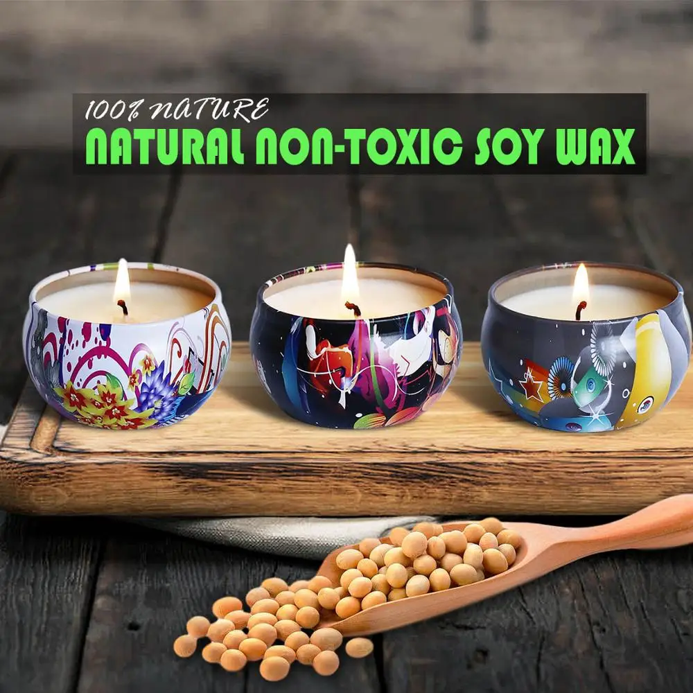 
Amazon Hot Sell Soy Scented Candle In Tin Box Gift Set Of 8 