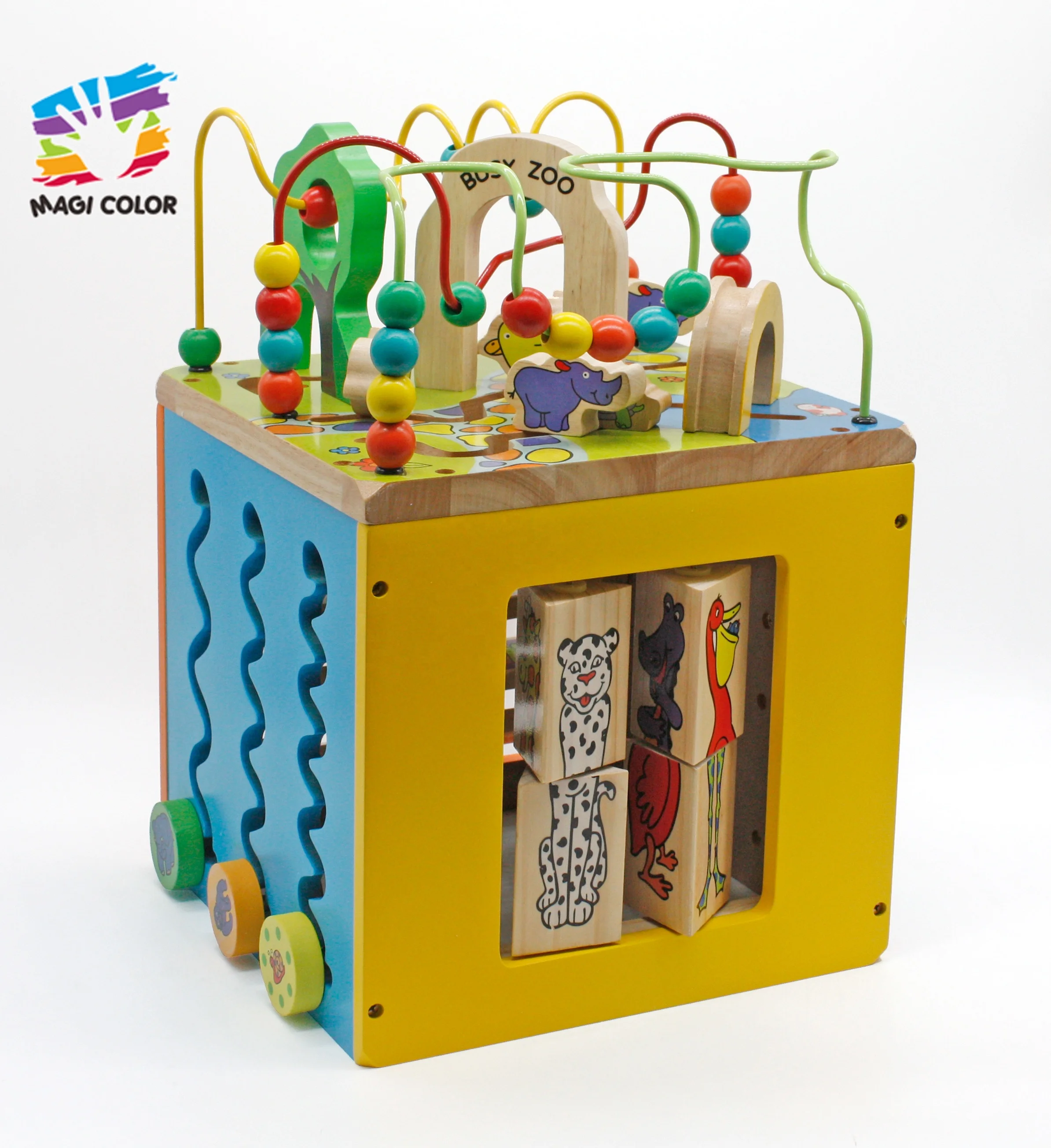 Ready To Ship intelligence wooden activity cube shanghai toy for toddlers W12D048B