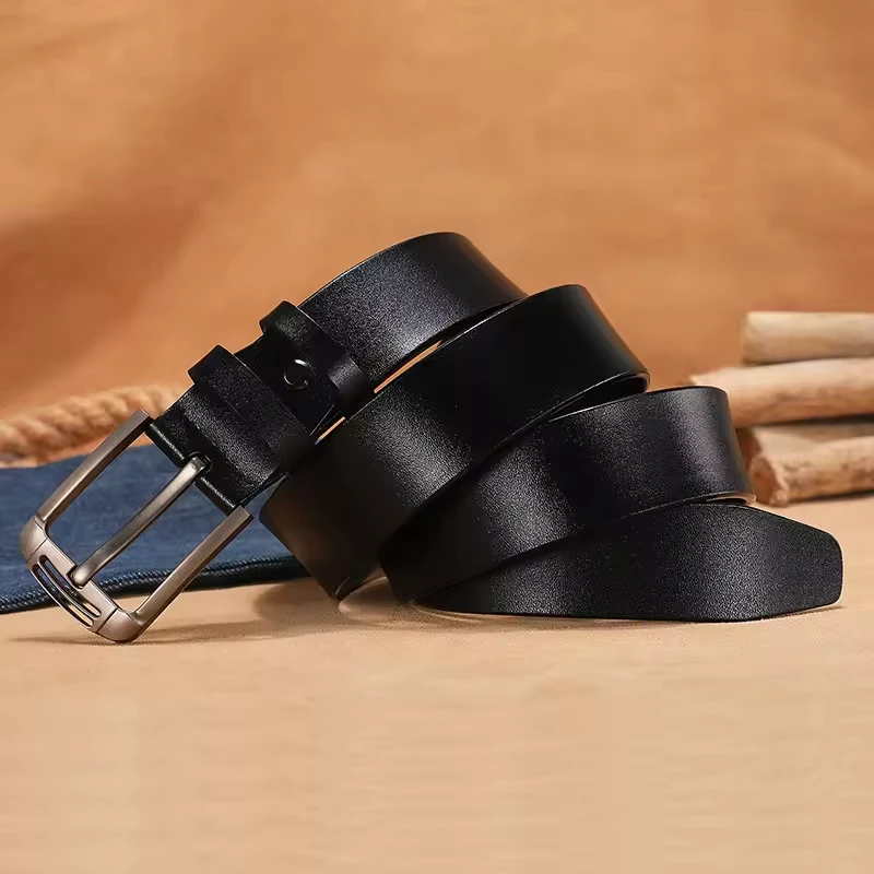 Fashion Simple 3.8CM Wide Cow Skin Men Belt Genuine Leather Belt for Men Casual Luxury Brand Design Belt Man High Quality