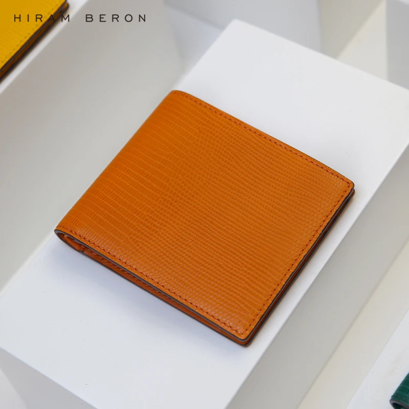 2022 New Arrival Wholesale And OEM Service Orange Italian Cow Leather Mens Leather Wallets