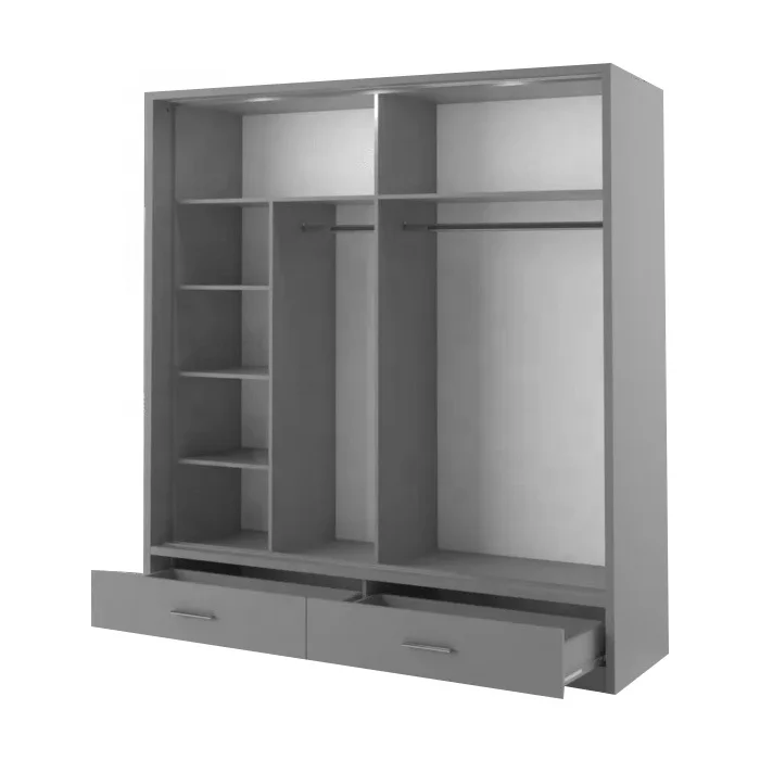 High Quality Modern Popular Double Doors Armoire European Style Wardrobe with Dressing Mirror door for Bedroom Furniture