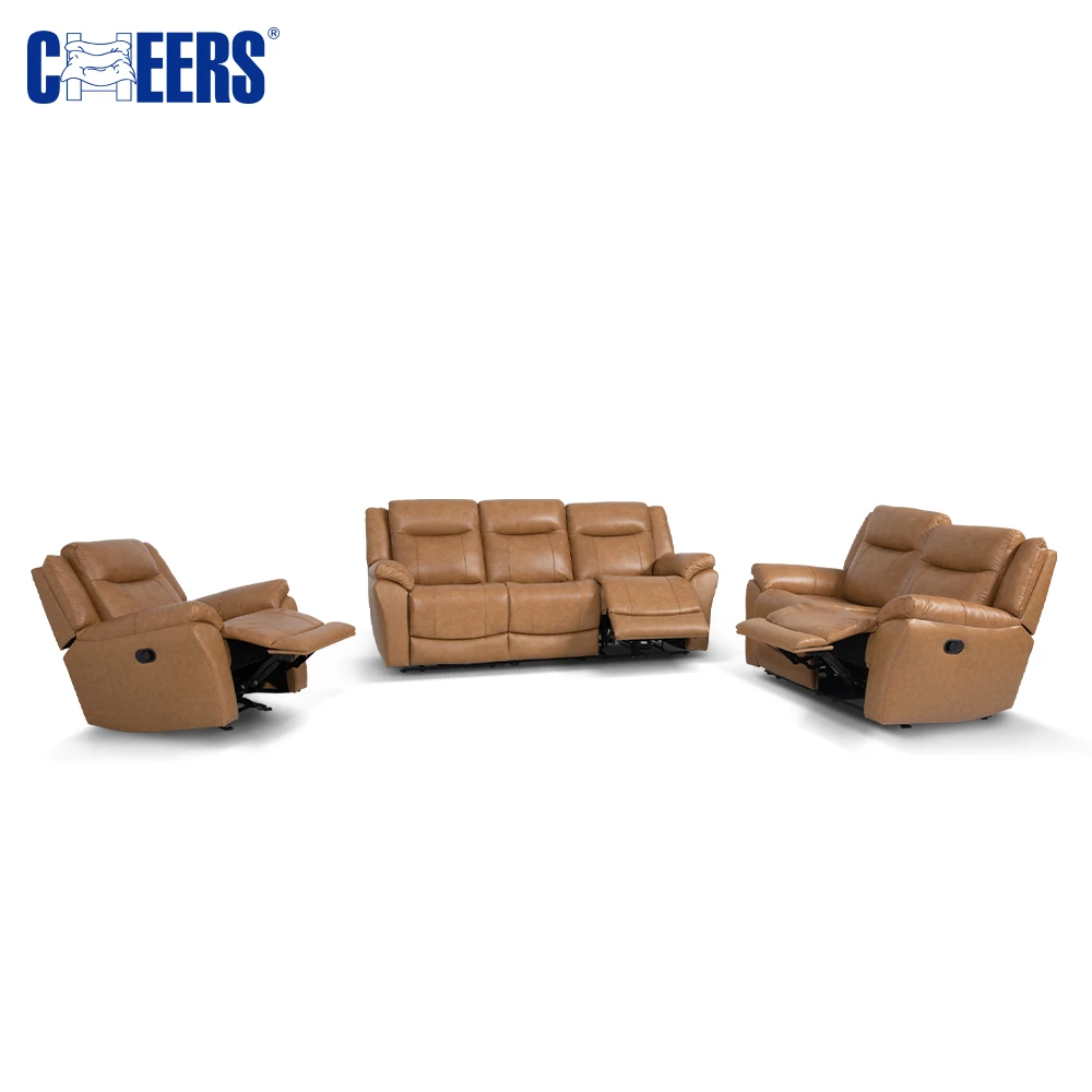 MANWAH CHEERS Modern 3 2 1Living Room Sofa Set Comfortable Recliner Leather Sofa Home Furniture