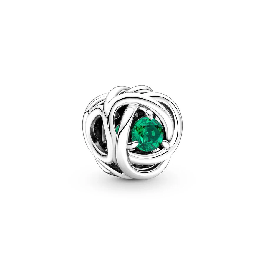 New 925 sterling silver Charm May Birthstone Eternity Circle O Pendant and Earrings Set DIY Necklace Ring for Women Jewelry Set