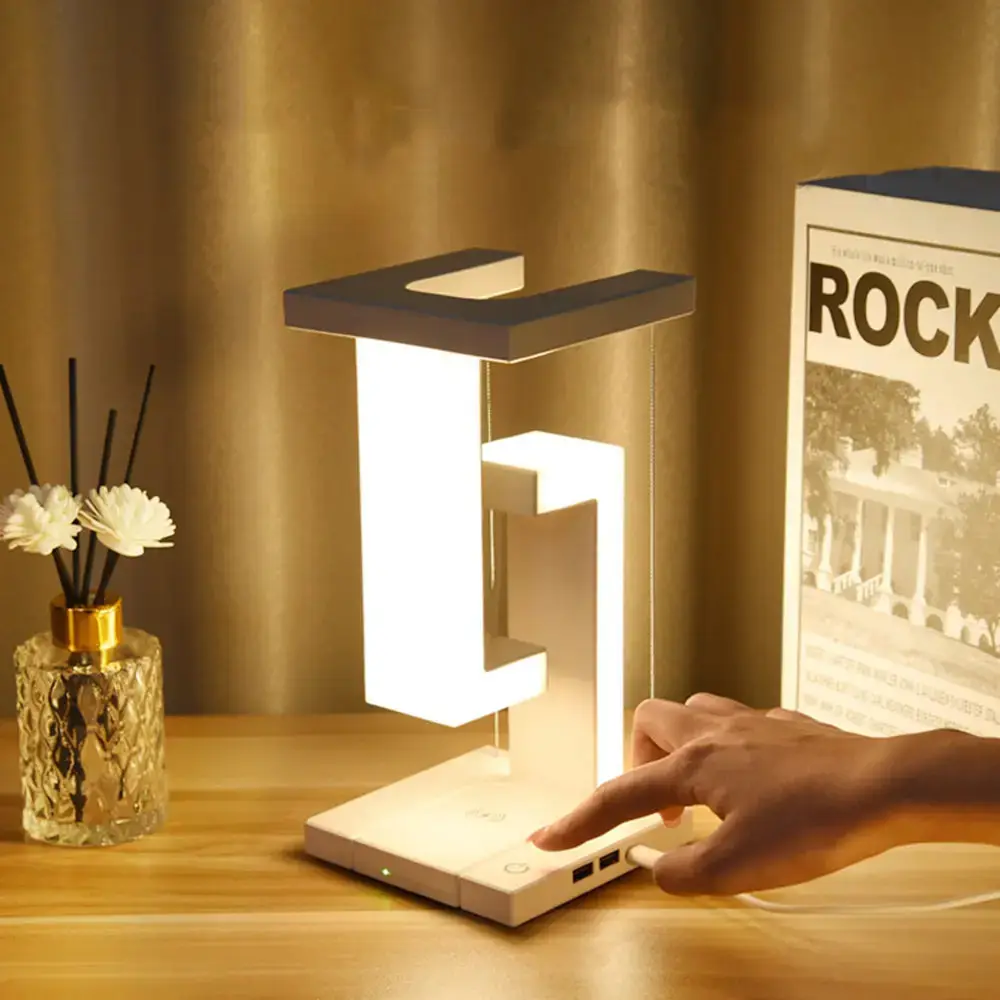 Wireless Charging Mobile Phone Anti Gravity Led Reading Desk Lamp Home Decor Smart Table Lamps Magnetic Levitation Bedroom 2024