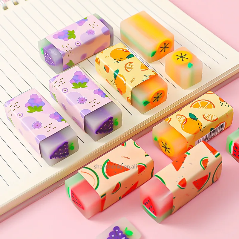 Hot sale High Quality Creative Fruit Erasers Cartoon Cute Erasers Children Gift School Stationery and Office Supplies