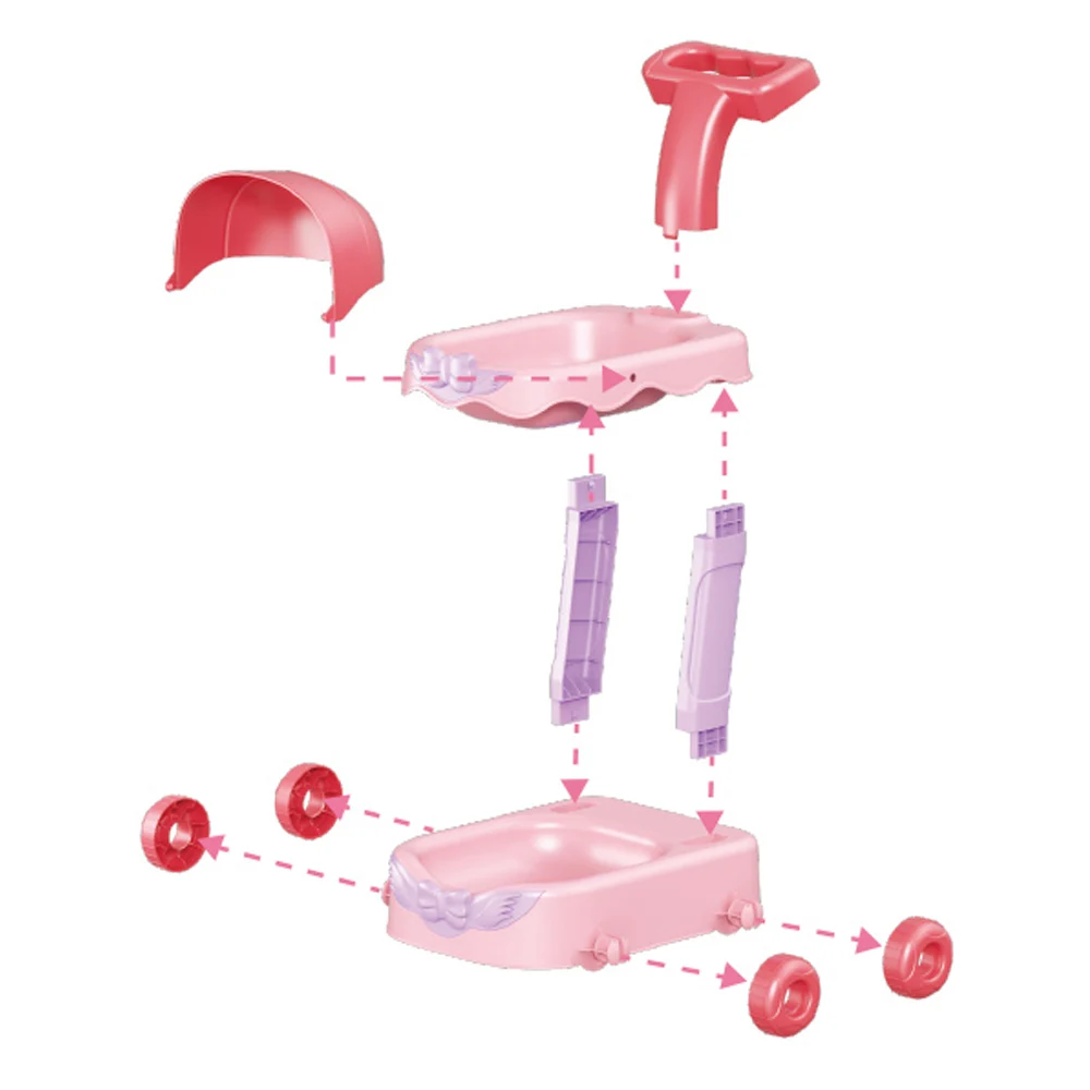 Hot Selling Electric Plush Cute Pet Cart Toy Stroller Set Baby Trolley Animal Toys Pretend Play Game for Children