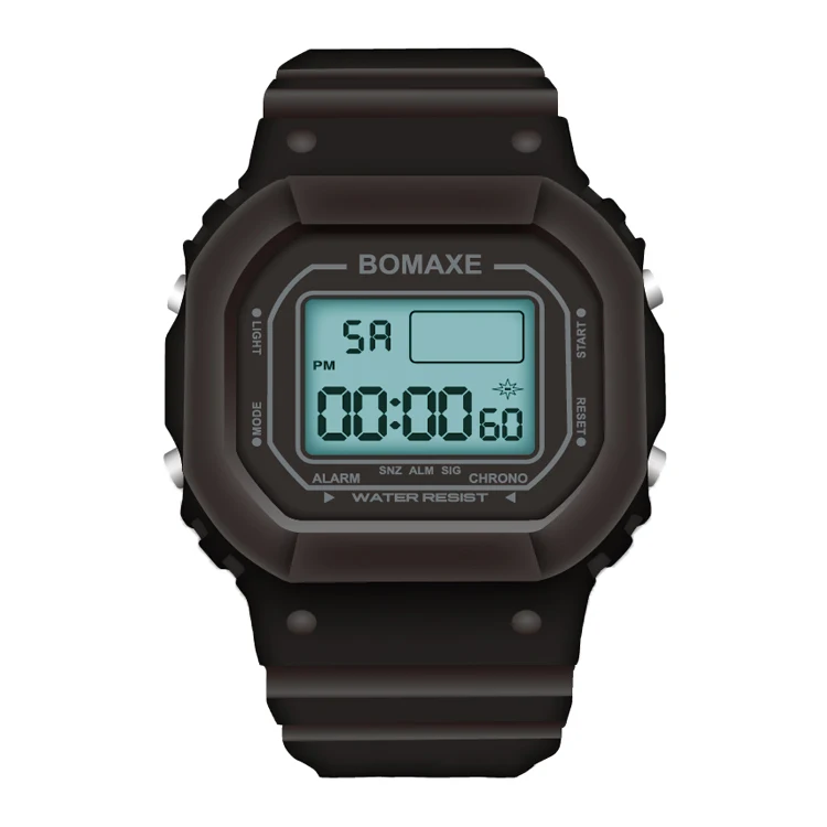 BOMAXE 5036 Outdoor LED Dual Display Sports Gray Presents Student Chronograph Plastic Sports Electronic Chrono Watches