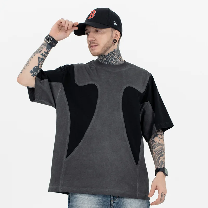 Customized Oversized Heavyweight Distressed Embroidery 240 Gsm 100% Cotton Short-Sleeved Streetwear T-Shirts