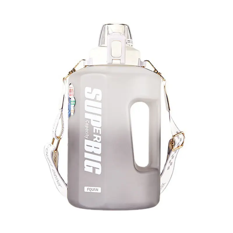 Zhuoyu 1500ml 2500ml Matte Half Gallon Water Bottle Kettle With Strap and Straw 2 Way to Drink High Capacity Bottle