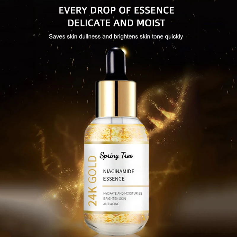 Private Label Anti Aging Wrinkle Acne Dark Spot Remover Rose Whitening Vitamin C 24K Gold Face Serum