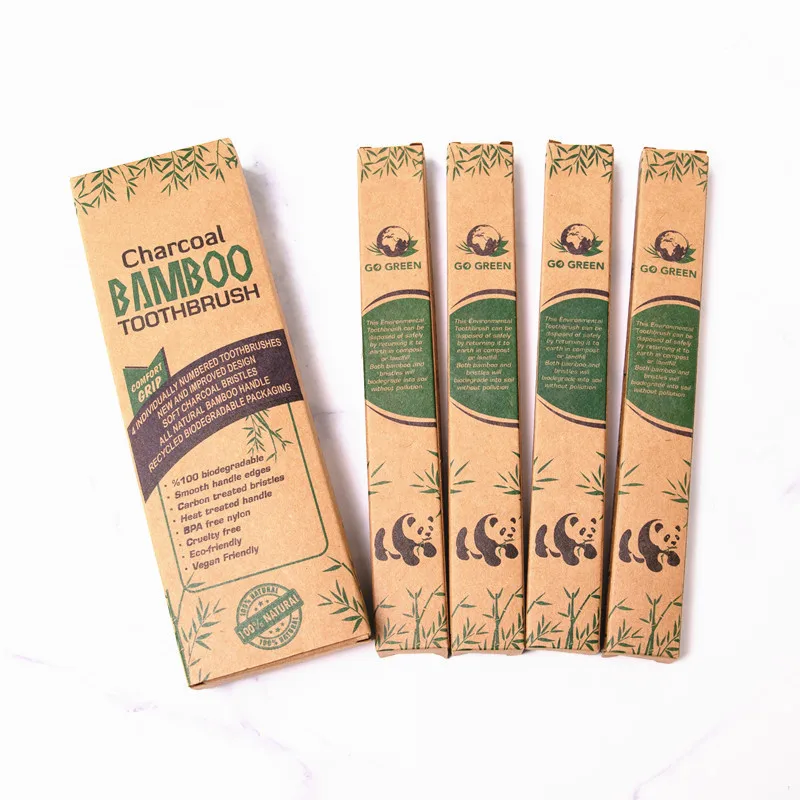 1Pcs Bamboo Charcoal Toothbrush Wooden Health Soft Fibre Wood Charcoal Wire Tooth Brush Environmentally Eco Friendly Toothbrush