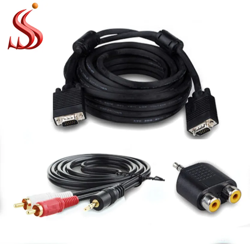 15 pin Gold connector male to male VGA cable 1.5M 3+4/3+6 15pin  For Computer Projector