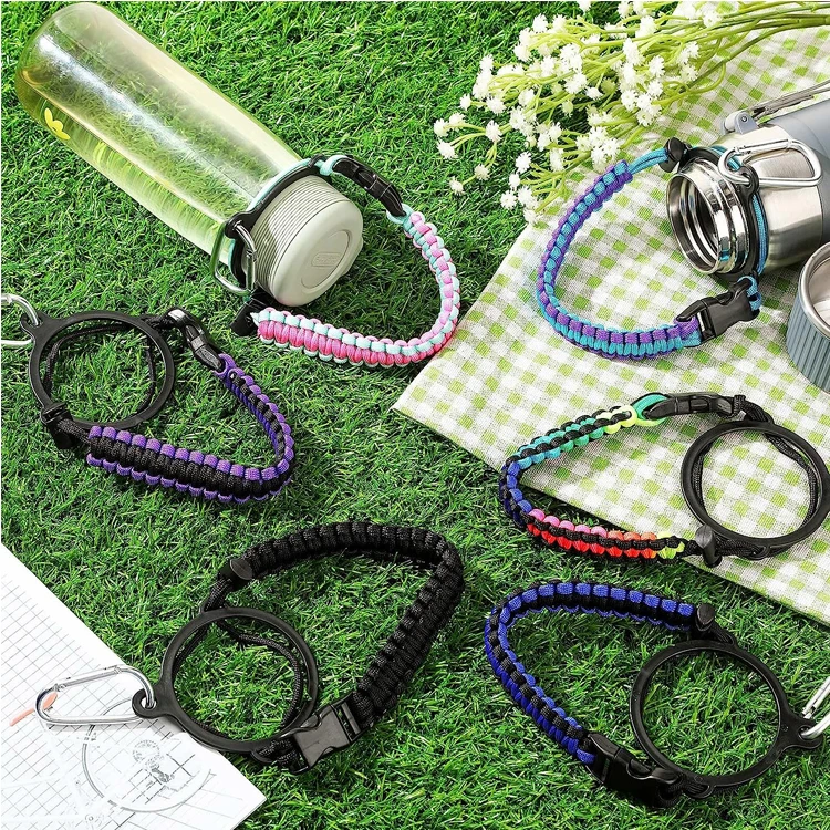 Paracord Bracelet Water Bottle Hand Strap Strong Paracord Crafting Braided Water Bottle Strap Outdoor Carabiner