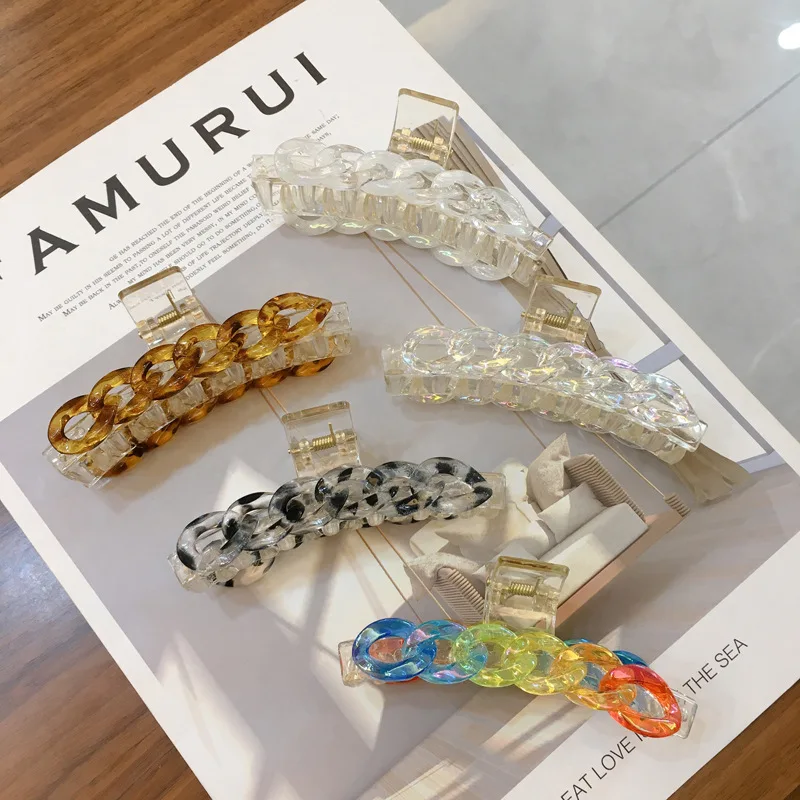 10CM Rainbow Hair Claw Clip Trendy Transparent Rainbow Color Claws Women Hair Accessory Plastic Hair Clips