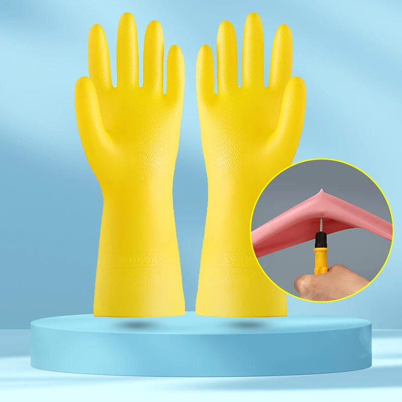 Factory Hot Selling PVC Gloves Waterproof Housework Kitchen Dishwashing Clothes Non-Slip Wear Resistant yellow household gloves
