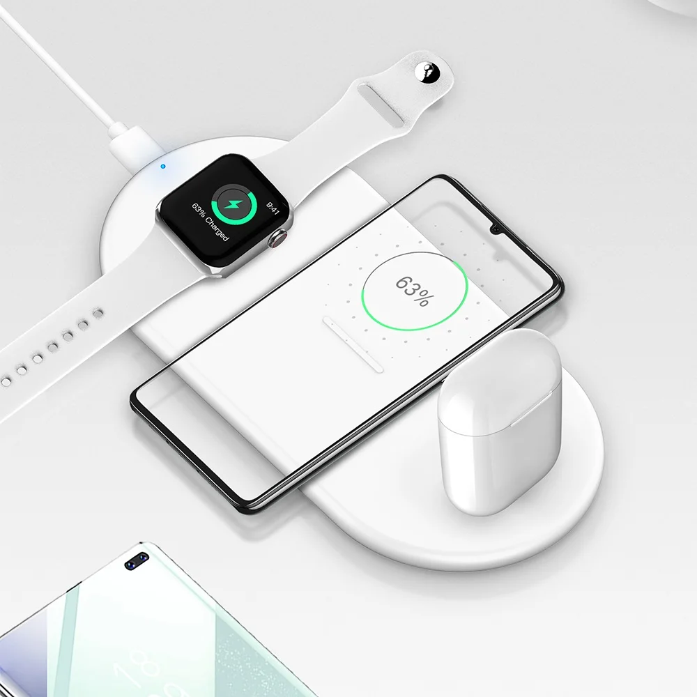 
 3 в 1 multi Qi Сертифицированный Беспроводная зарядная панель 10 Вт Беспроводное зарядное устройство для быстрой зарядки док-станции для устройств Apple, Samsung Huawei  