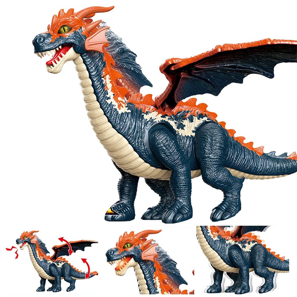 Dinosaurio Juguete tail  and wing shaking walking plastic electric dragon toy for kids