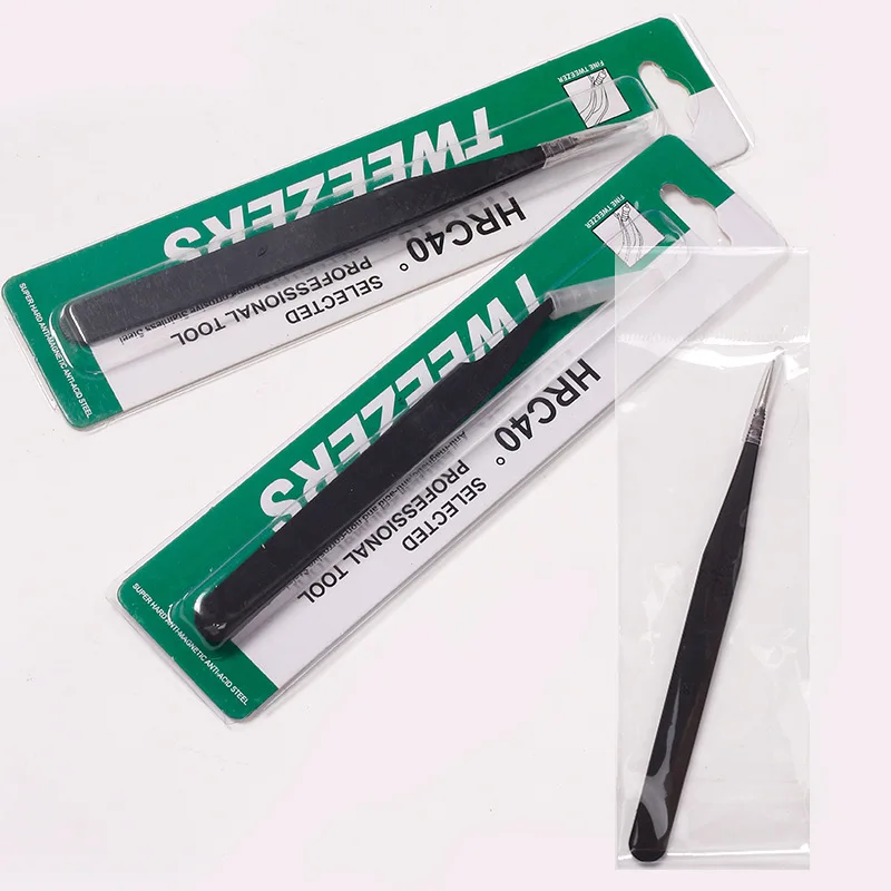 Nail art tools stainless steel elbow straight black nail tweezers