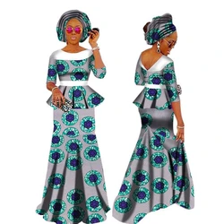 New Style 2-pieces suit African Dresses for Women African Print Clothing Fashion Sexy Maxi Dress Plus Size