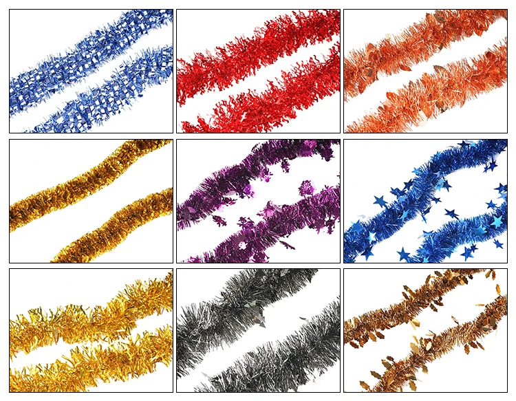 Factory direct sales custom color christmas tree  tinsel garland for europe