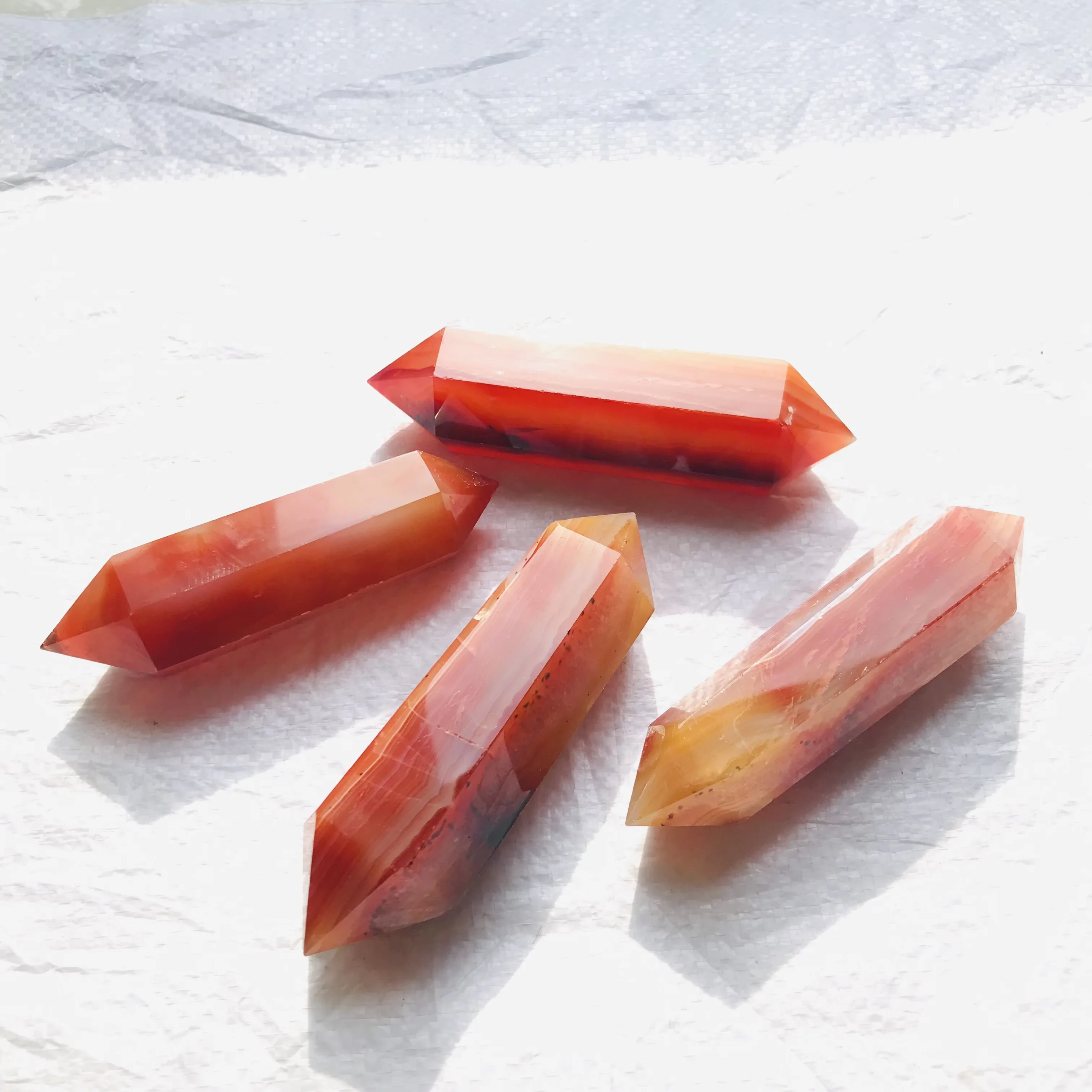 Wholesale crystals crafts double terminated Crystal wands red agate double points tower For decoration