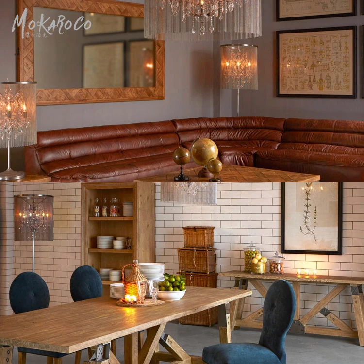 retro vintage iron unique design ceiling light bead curtain decoration wedding rust crystal chandelier