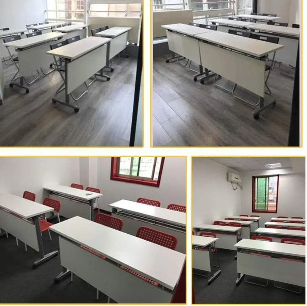Student Pulley with Brake Useful Folded Training Table Versatile Mobile Meeting Table Folding Desk Long Reading Table