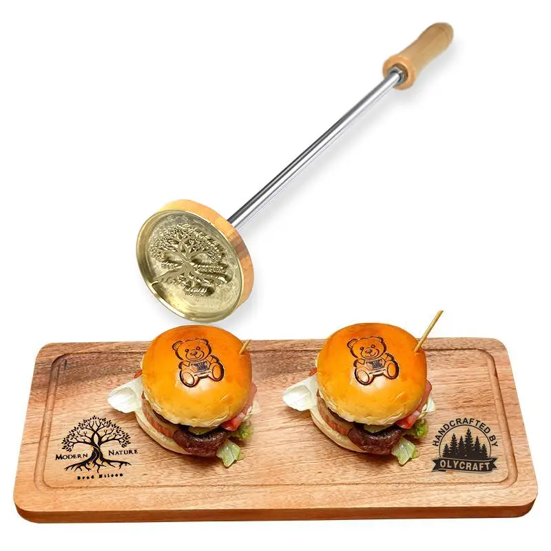 Wood Leather Burning Stamp Branding Iron With Brass Head 50MM Logo Copper Molds DIY Branding Iron Stamp For Father Gift