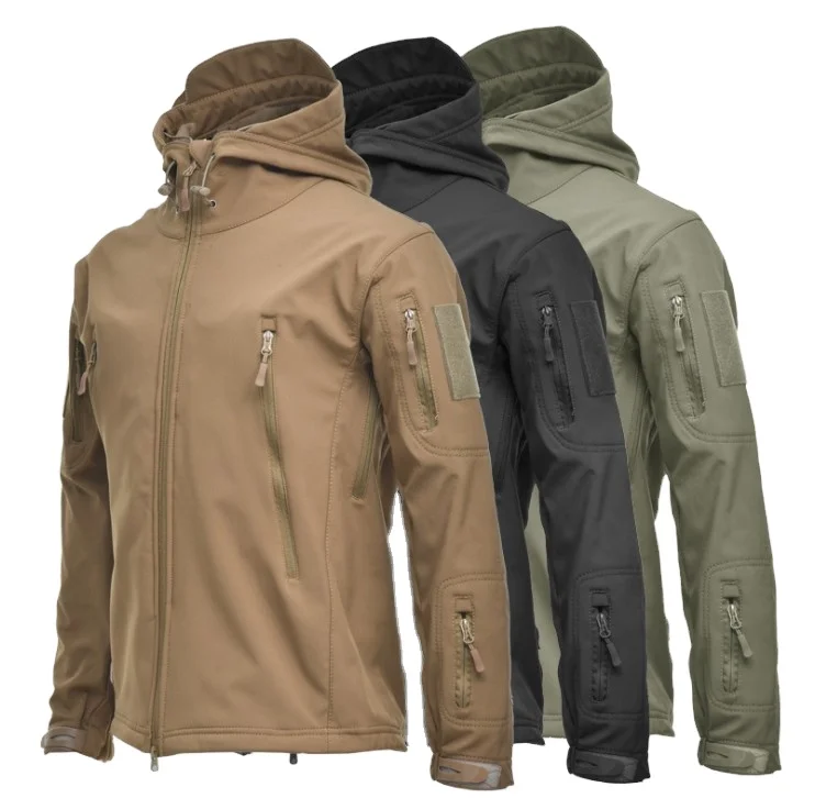 Outdoor Winter Fleece Softshell Jacket Men Climbing Windbreaker Winter Jacket Waterproof Soft Camouflage Army Military Jacket