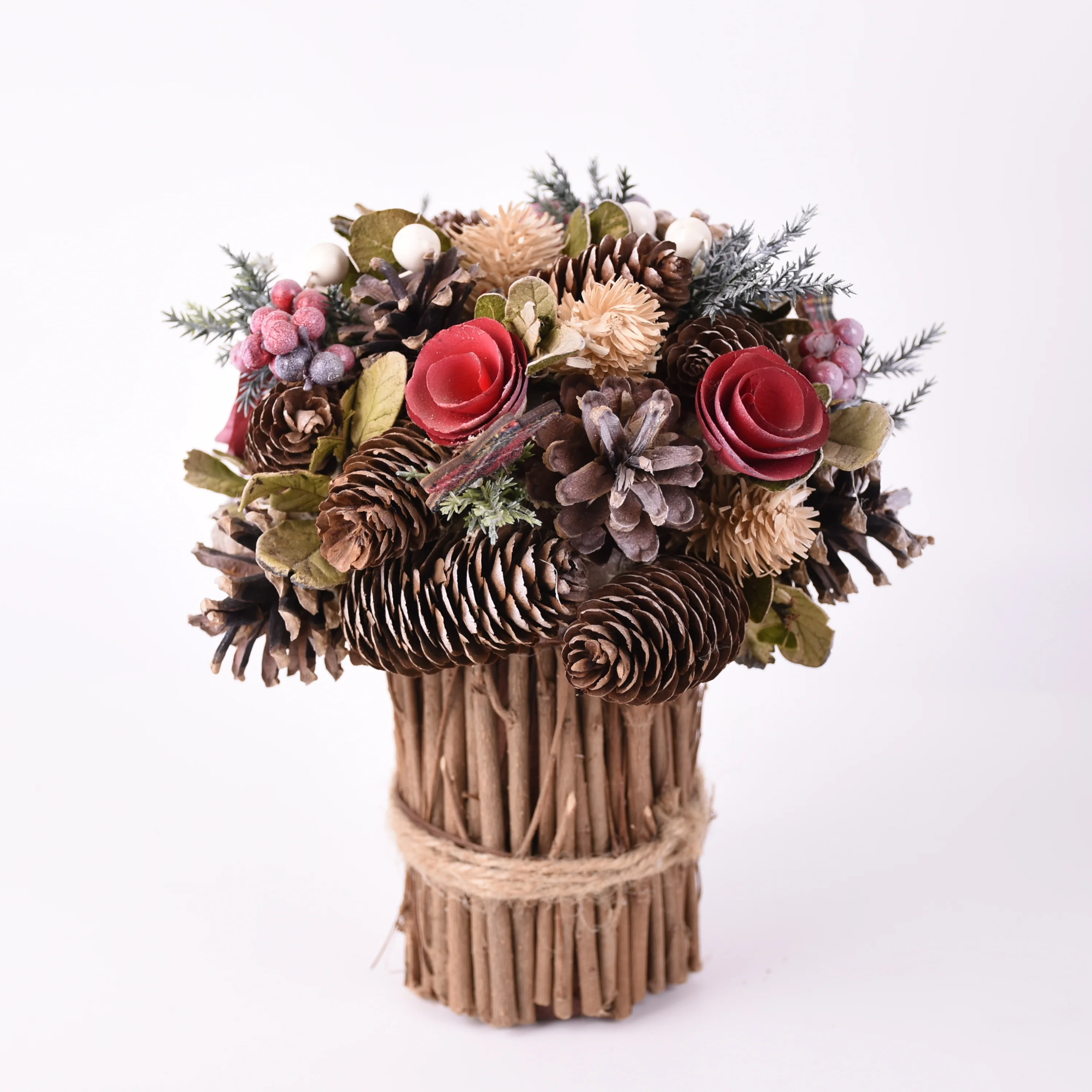 BSCI Manufacturer Customized Natural Handmade Home Christmas Bouquet Christmas Tabletop Decoration