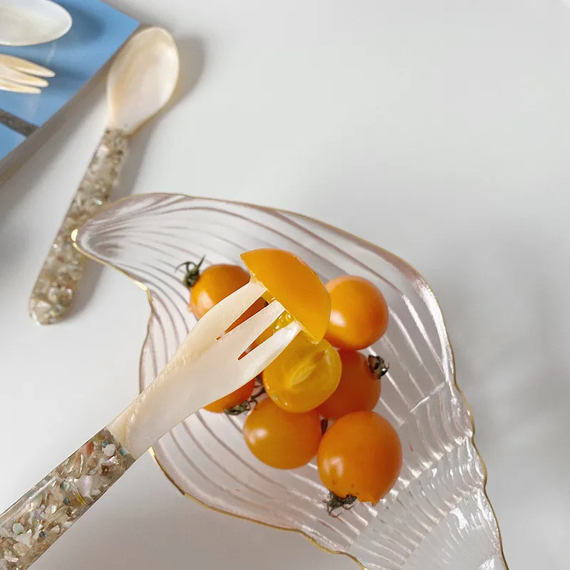 
Cutelife Hot Sale Shell 3*14 CM 200G Spoon Fork Eco Friendly Flatware Sets 