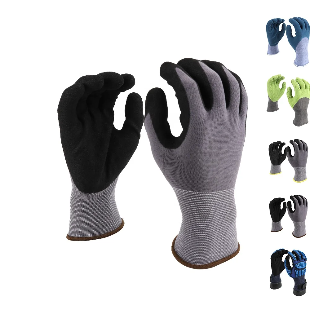 High dexterity industrial protective nitrile construction mechanical machinist coated dot sandy work safety gloves factories