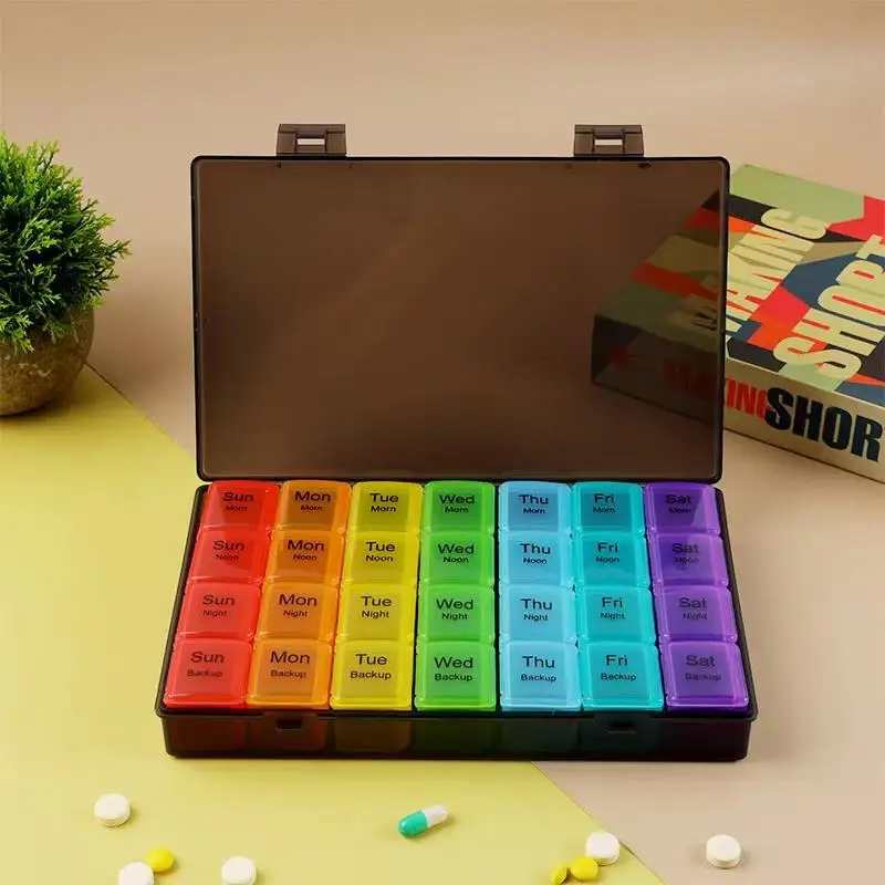Customized Original 28 Grid Pill Box 7 Days Plastic Storage Box Eco-friendly Weekly Pill Organizer