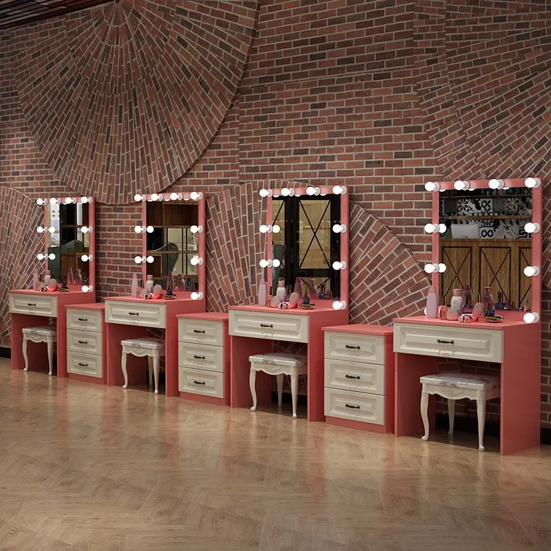 New Arrival Pink Corner Women Vanity Makeup Dresser Table With Mirror