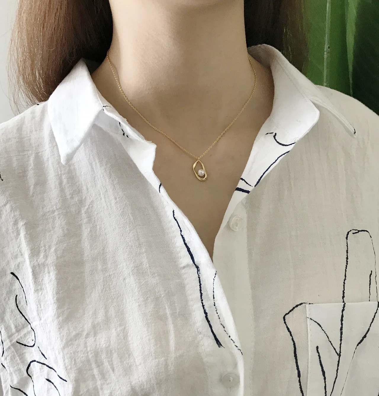Light Luxury S925 Silver Irregular Pearl Necklaces Sterling Geometric Pendant Necklace For
