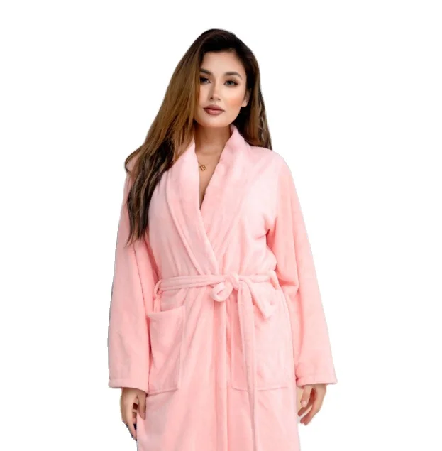 Latest Winter Luxury High Quality Custom Hotel Logo Embroidered Printed Spa Swim Bath Robe Towel Coral Velvet