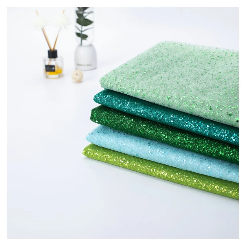 HG1059 Cheap Ready to Ship Colors Metallic Print Sequins Tulle Glitter fabric