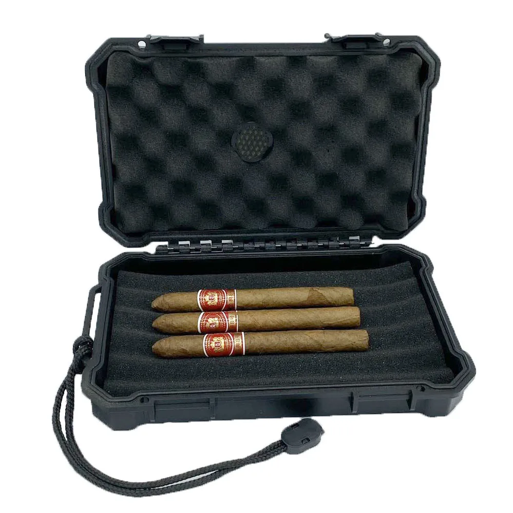
2020 Manufacturer New Design Portable Waterproof Cigar Travel Case Cigar humidor Box with hygrometer 
