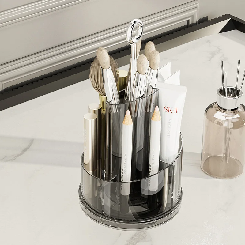 Rotating Makeup brush storage cylinder Brush barrel storage box Desktop cosmetics lipstick transparent storage cylinder