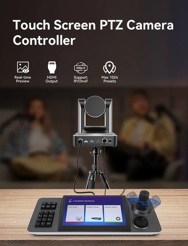 Runpu KBD2070 10.1 inch Large LCD Screen Touch Screen IP PTZ Joystick controller tops control 200 pcs cameras Keyboard
