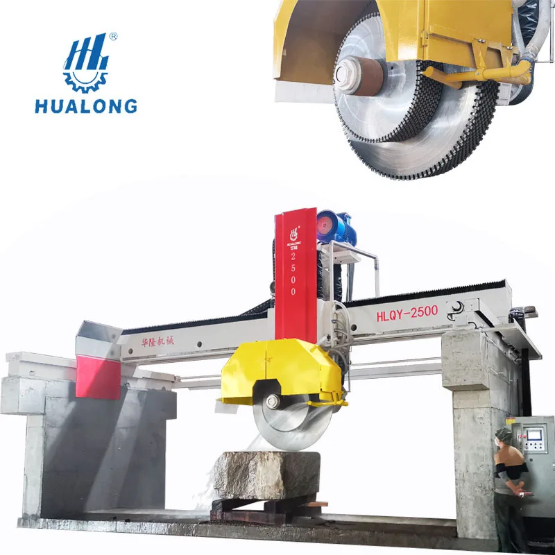 Hualong Machinery Automatic Lubrication Stone Cutter Bridge Type Multi- Blades Stone Cutter With 4 Lead Pillars