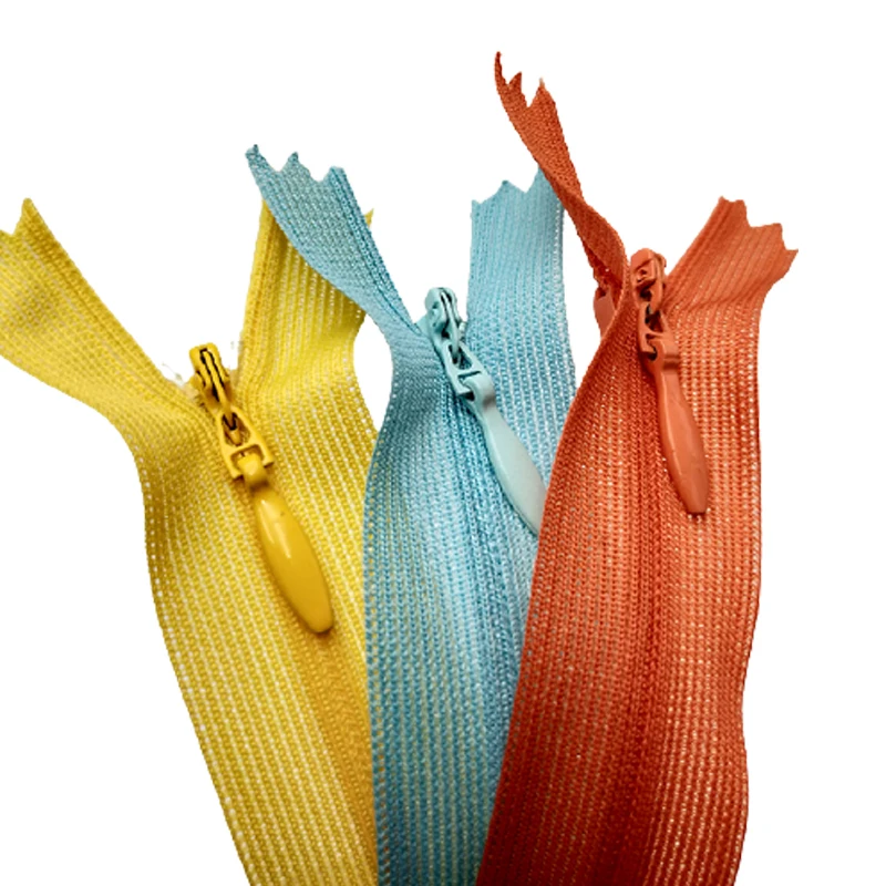 
Factory Customize Colorful 3 # 4#, 5# Lace Zipper Concealed Zip Invisible For Dress 