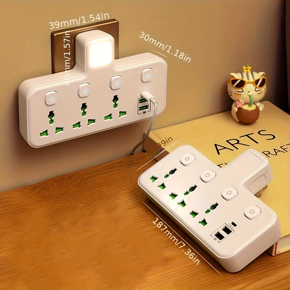 Eu Standard Plug Wall Mounted Independent Switch Power Socket With 3 Sockets 2 Usb Ports And 1 Type C 4000w
