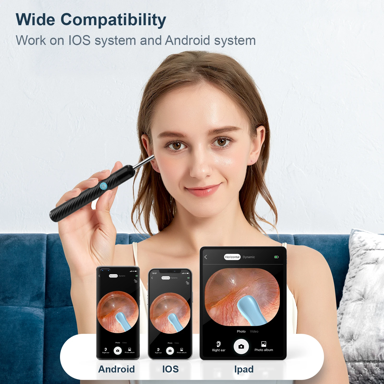 Hot Digital Ear Endoscope Camera WiFi 1080P 3.5mm Electric Vacuum Smart Ear Wax Cleaner Remover with Otoscope Camera