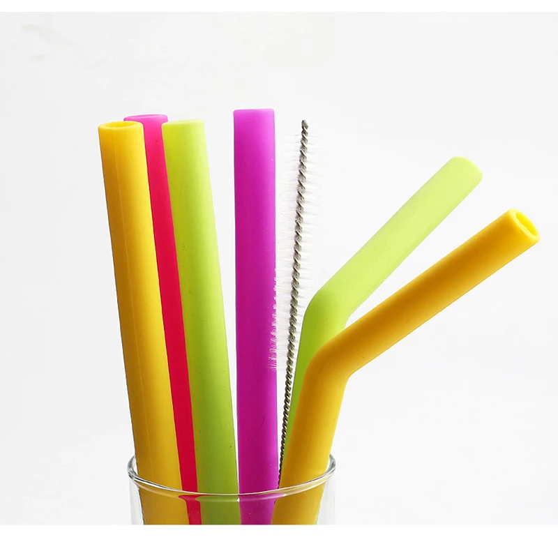 Экологичные многоразовые силиконовые соломинки, силиконовые соломинки для питья для детей, цветная силиконовая пипетка